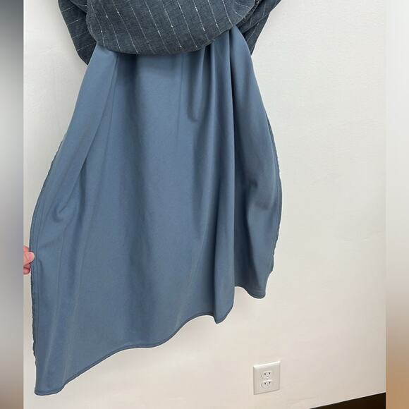 ATM Anthony Thomas Melillo Linen Racerback Metallic Stripe Chambray Dress - Med - Picture 11 of 14